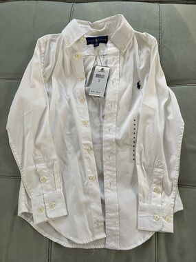 Ralph Lauren White Men’s Button-Down Dress Shirt with Pony Logo